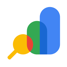 Search Console stylized bar chart icon with a magnifying glass