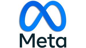 Blue Meta infinity logo with text
