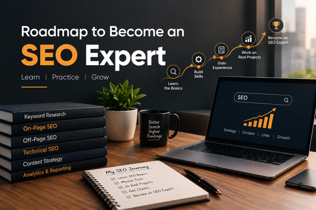 Roadmap to become an SEO expert with SEO skills, tools, and learning steps