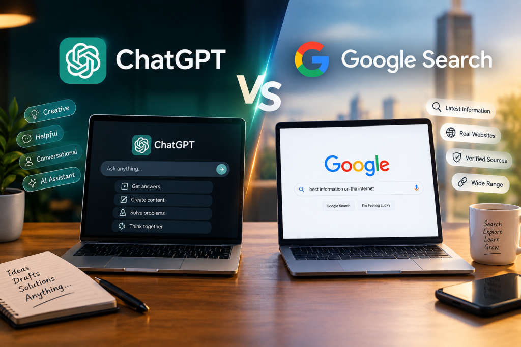 ChatGPT vs Google Search comparison