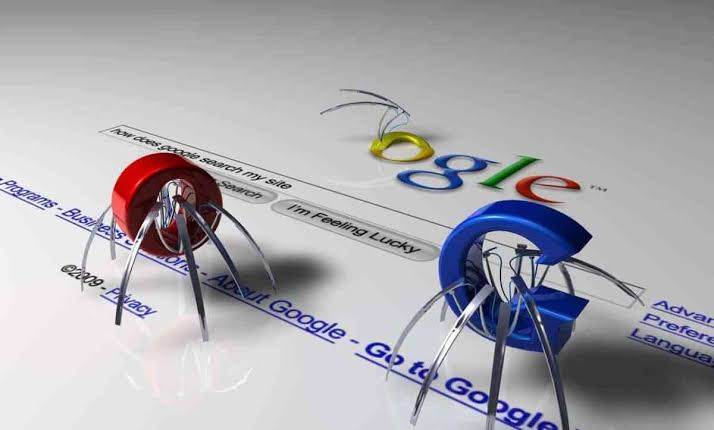 3D web crawler spiders scanning a Google page demonstrating how search engine work during the crawling phase.