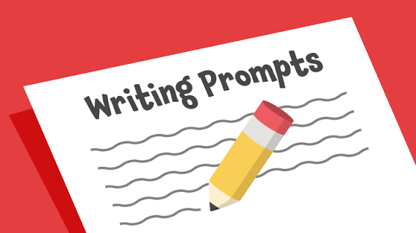 Notepad with writing prompts text and pencil for generative AI in digital marketing content creation